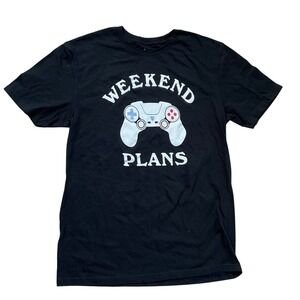 Weekend Plans Video Game Controller Graphic T-Shirt Black Sz M Gamer Lounge Wear